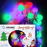Гирлянда светодиодная "Шнур" Космос KOC_GIR30LEDBALL_RGB RGB 220В 30шт/м IP20 4,5м картинка 